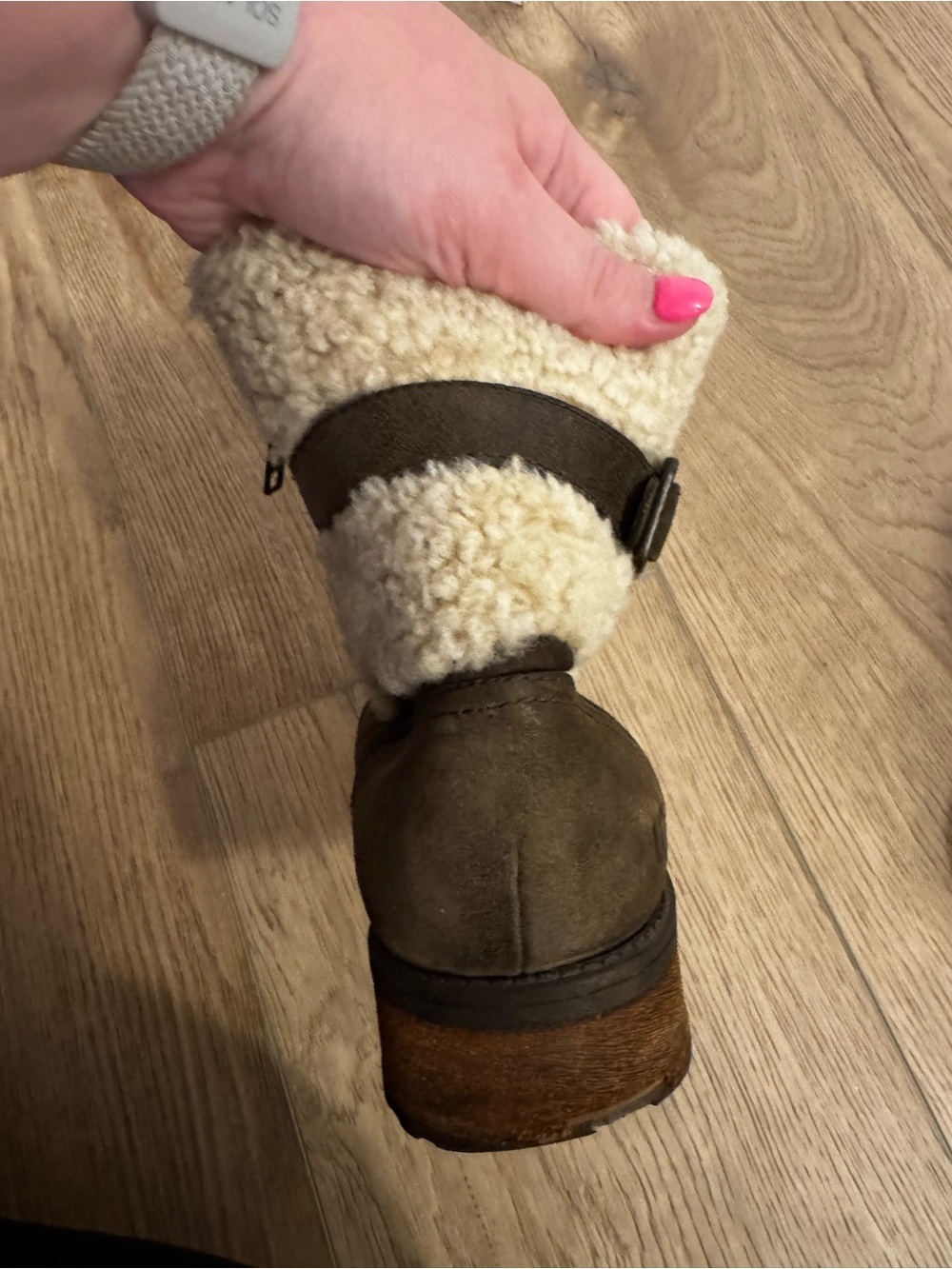 UGG Brown Suede Shearling Ankle Booties - Picture 3 of 7